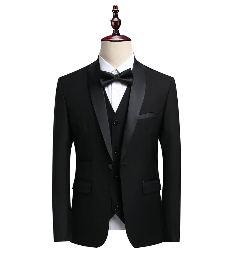 Suit Men'S High-End Dress Business Casual Suit Men'S Wedding Dress Three-Piece Set - Image 1